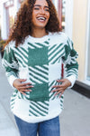 Under The Christmas Tree Green Plaid Soft Brushed Hairy Sweater