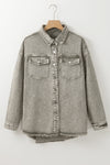 Raw Hem Button Up Denim Jacket