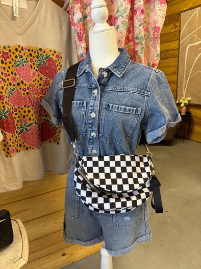 Black and White Checkered Bum Bag