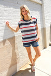 Feeling Festive Red White & Blue Striped Crochet Sweater Top