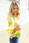 Boho Vibes Ivory/Lime Hand Crochet Scalloped Long Sleeve Top