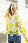 Boho Vibes Ivory/Lime Hand Crochet Scalloped Long Sleeve Top