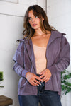 A Cozy Wanderer Dusty Velvet Zip Up Jacket
