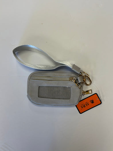 Grey leather wristlet
