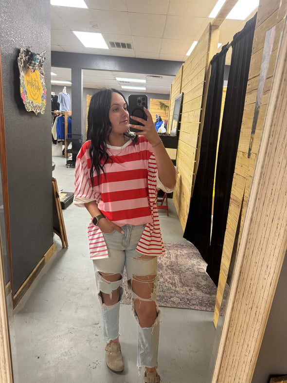 Stripped shirt red/pink