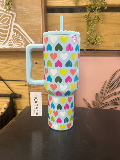 Multi-colored Heart Tumbler