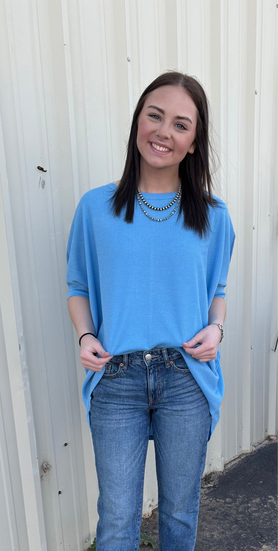 Blue Waffle Knit Shirt