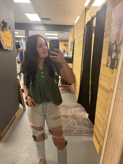 Green Polka Dot Blouse