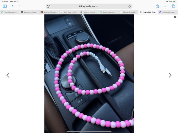 Pink and Red Beaded Phone Charger
