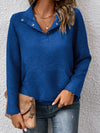 Perfee Half Buttoned Collared Neck Sweatshirt with Pocket