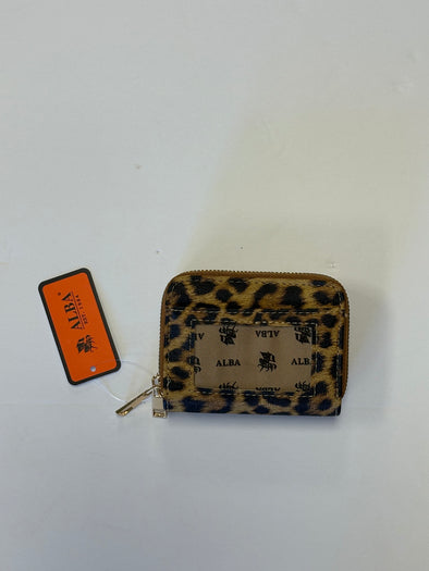 Leopard and brown double zipper wallet