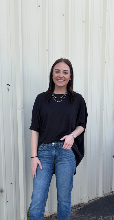 Black Waffle Knit Shirt