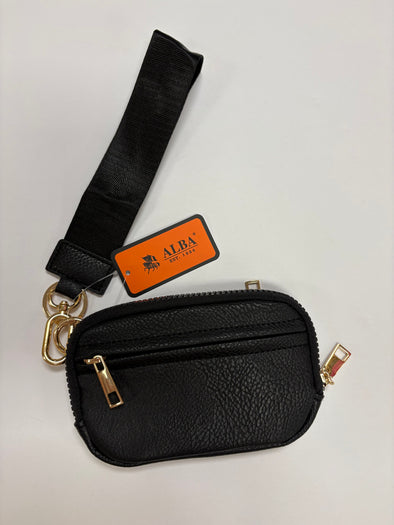 Black leather wristlet