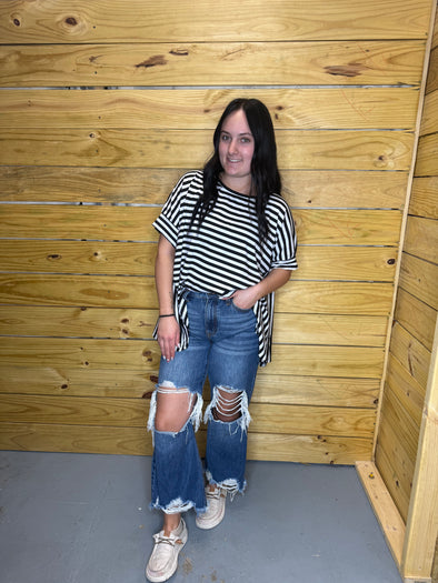 White and black striped shirt