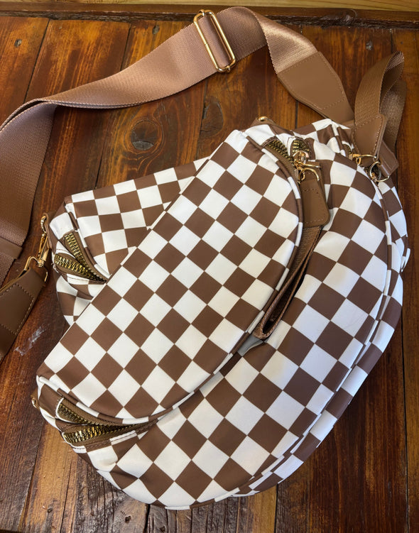 Checkered print bags