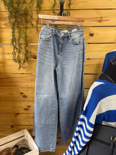 Risen mid rise wide barrel jeans