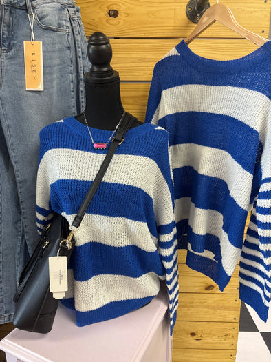 Casual blue striped sweater