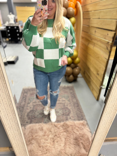 Green Checkered Sweater