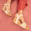 Romy Ankle Strap Wedge Sandal – Adjustable Buckle & Cork Platform in 3 Colors