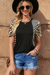 Mixed Print Color Block Tee Shirt