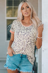 Leopard Contrast Short Sleeve Tee Shirt