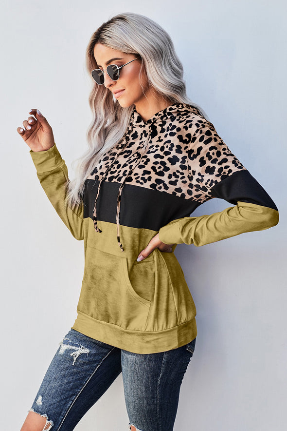 Leopard Color Block Hoodie