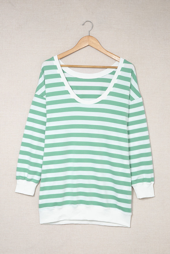 Striped Dropped Shoulder Longline Top