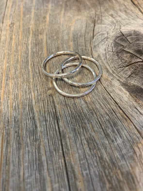 Textured silver Stack Rings